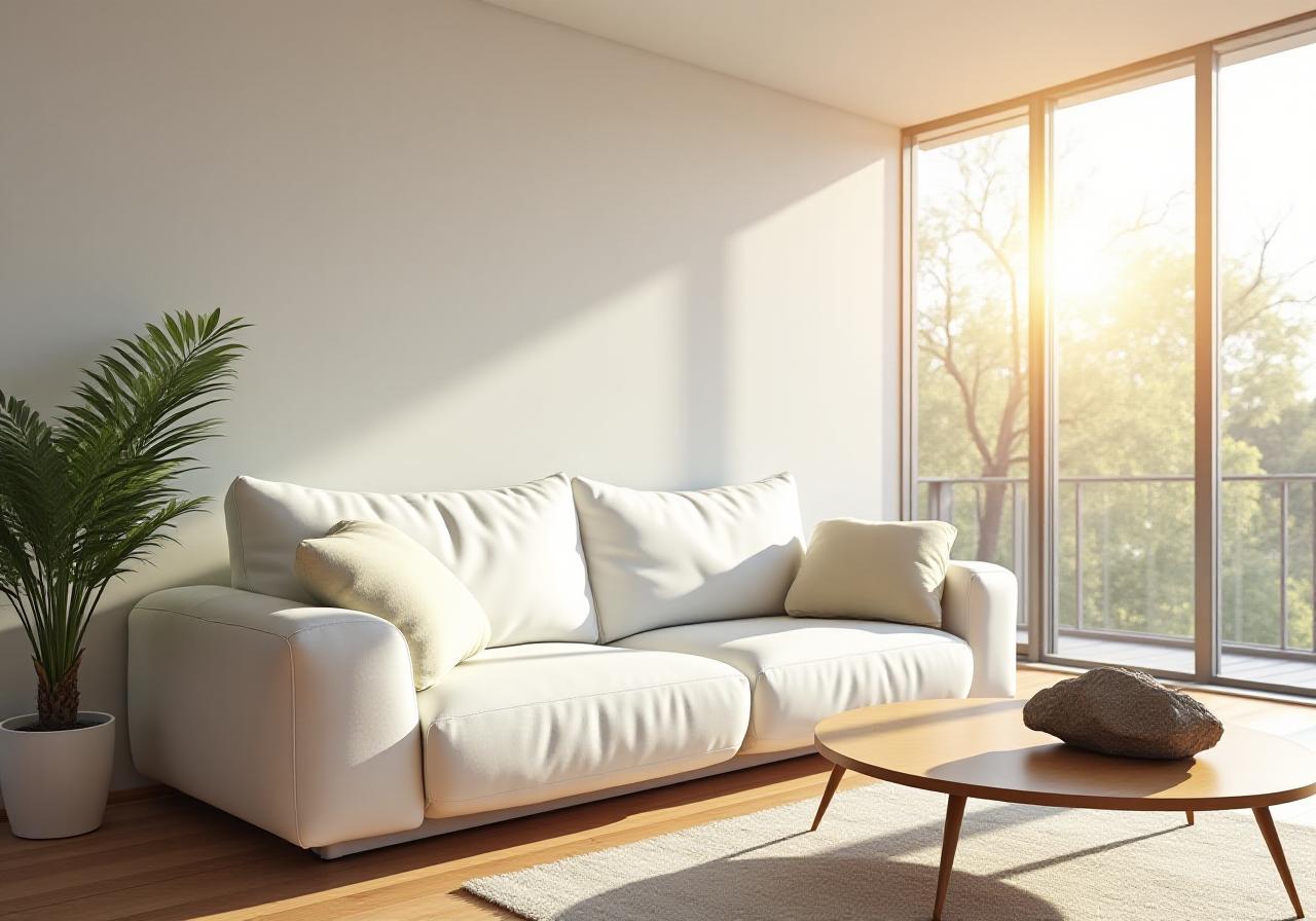 A pristine, sun-drenched living room representing the volcanic clean of [[COMPANY_NAME]]